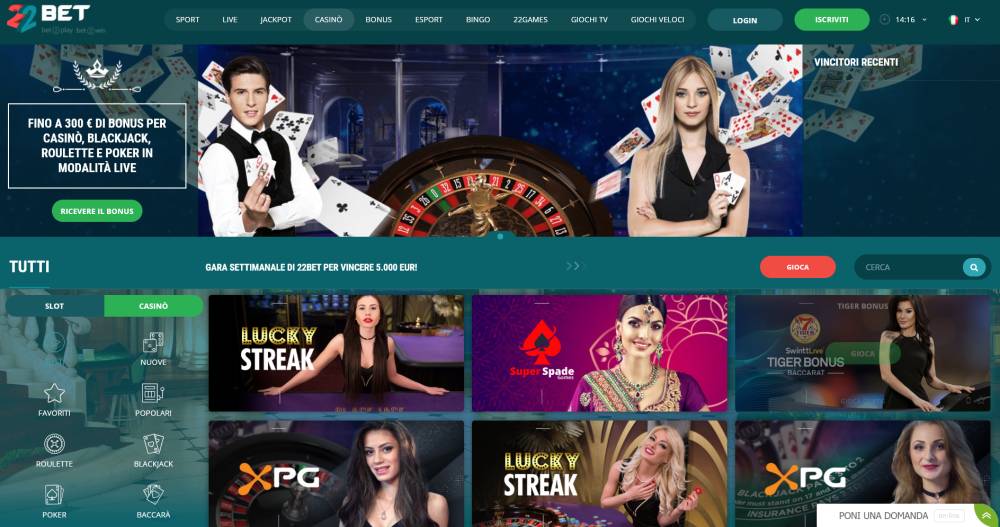 22bet casino - il migliore casinò online in Italia
